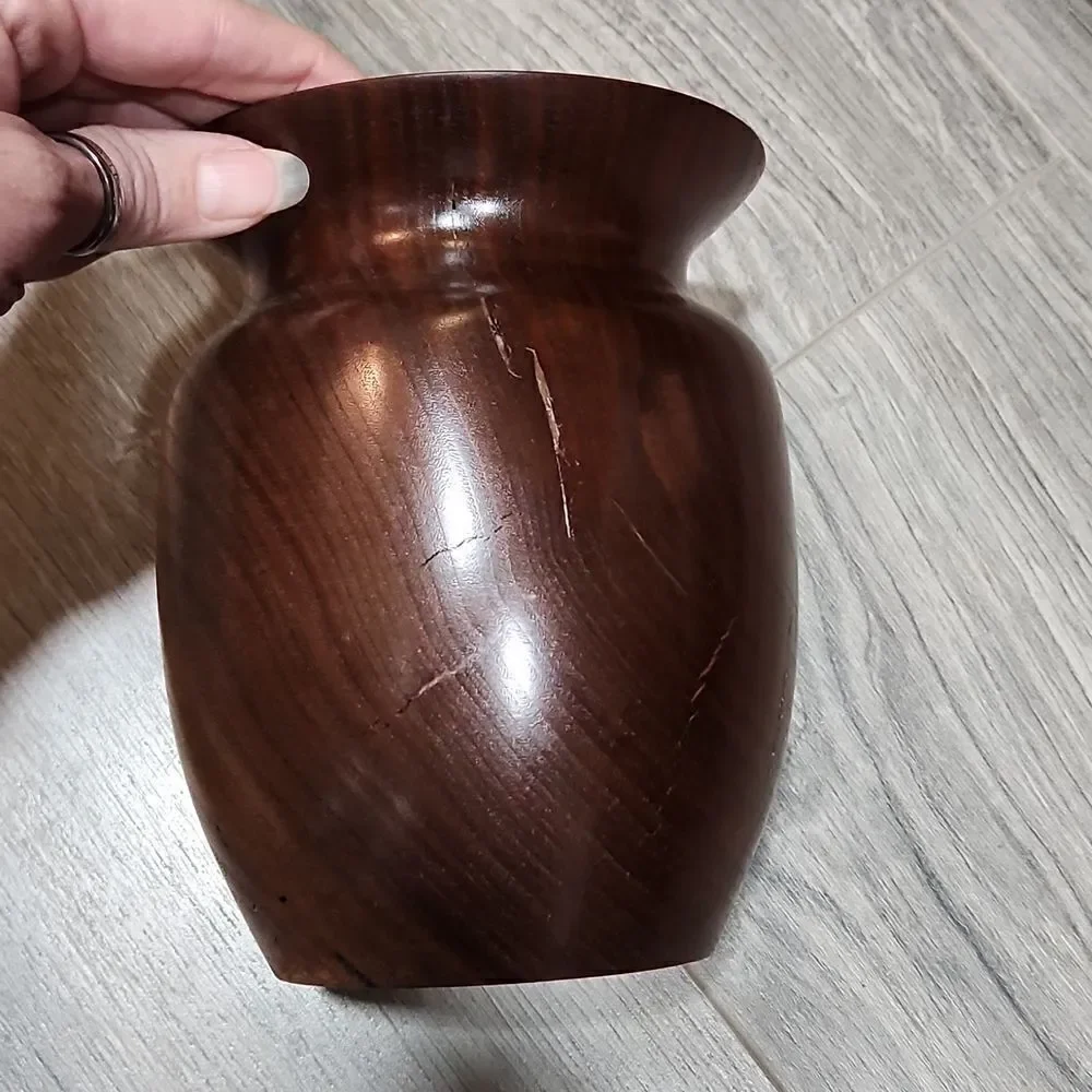 Vintage Wooden Dark Vase